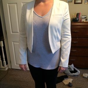 White cropped open blazer
